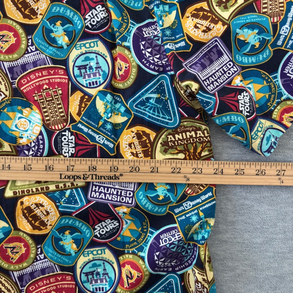 Disney Parks Men Large Attraction Patch All Over Print Button Down Shirt - Picture 7 of 7